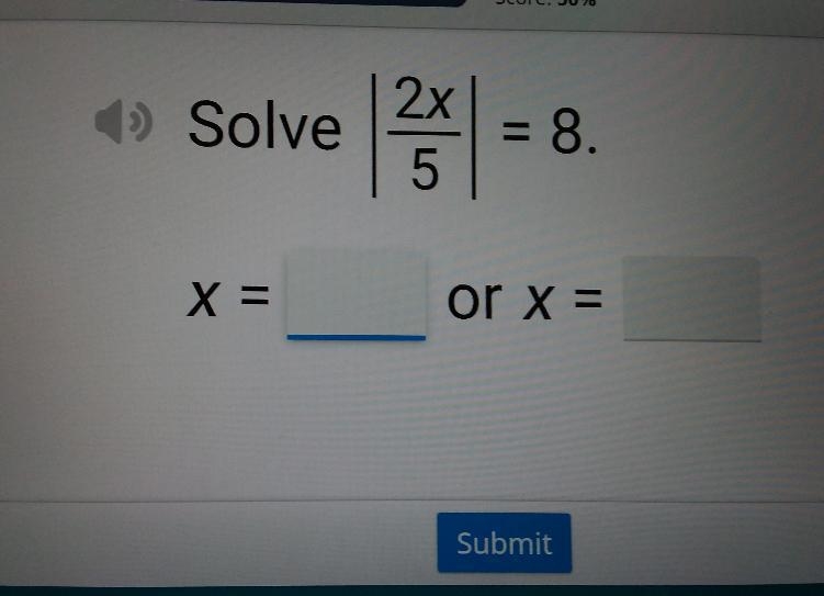 We are trying to solve an Absolute Value Equation that has a fraction. It is 2x over-example-1