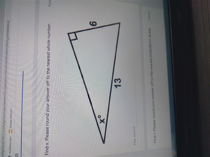 5 points Find x. Please round your answer off to the nearest whole number. 6 to 13 Your-example-1