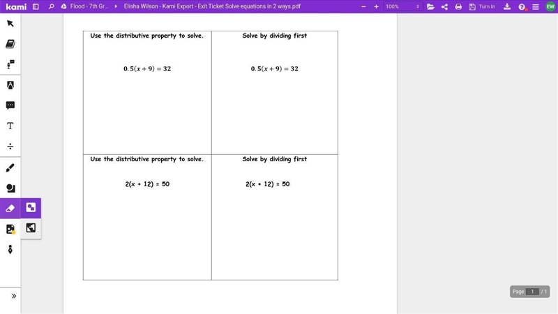 Use the distributive property to solve. 0.5(x+9)=32 Solve by dividing first 0.5(x-example-1