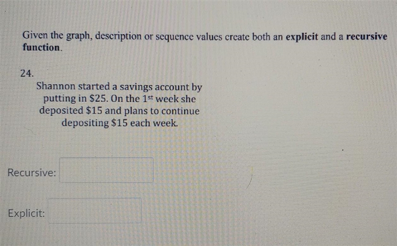 Shannon started a savings account by putting in $25. On the 1st week shedeposited-example-1