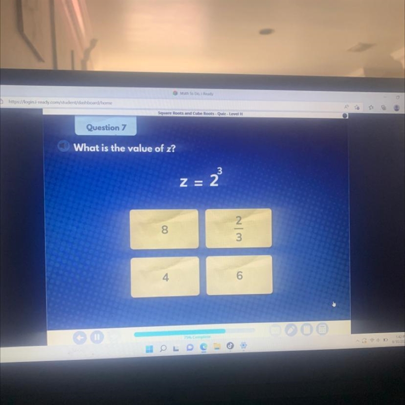 What is the value of z? Z=2 8 4 2/3 6-example-1