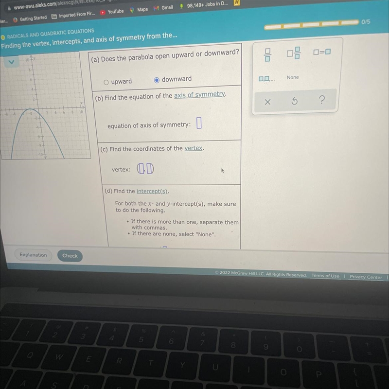 Use the graph of the parabola to fill in the table-example-1