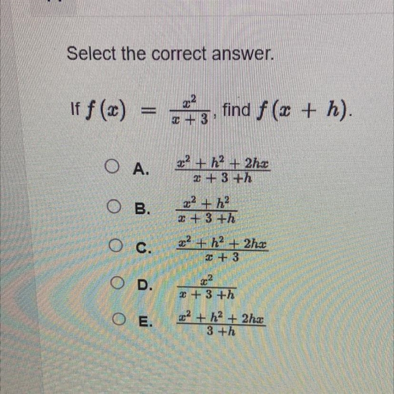 2 If f(x) = 3, find ƒ (x + h). f +3-example-1