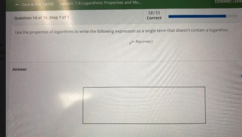 Use the properties of logarithms to write the following expression as a single term-example-1