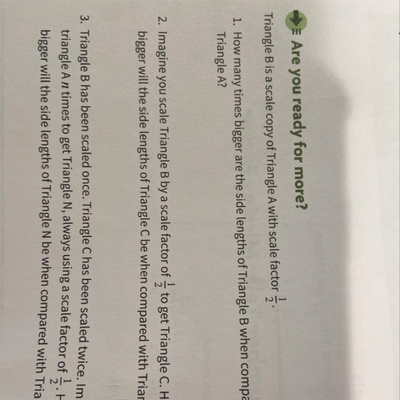 How many times bigger are the side lengths of triangle B when compared with triangle-example-1