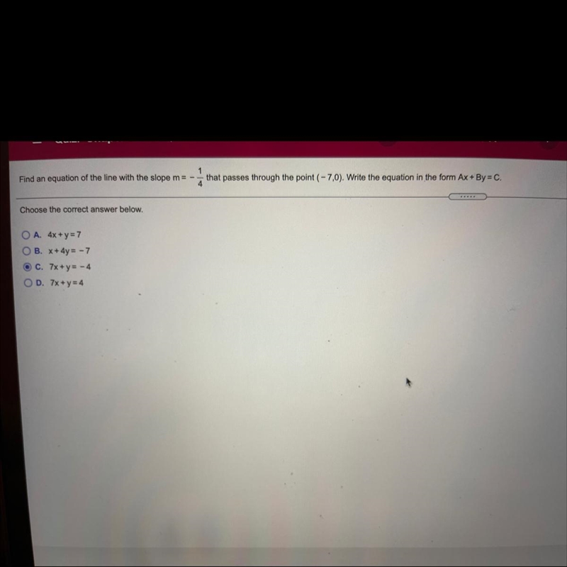 Find an equation of the line with the slope M equals -1 over for that passes through-example-1