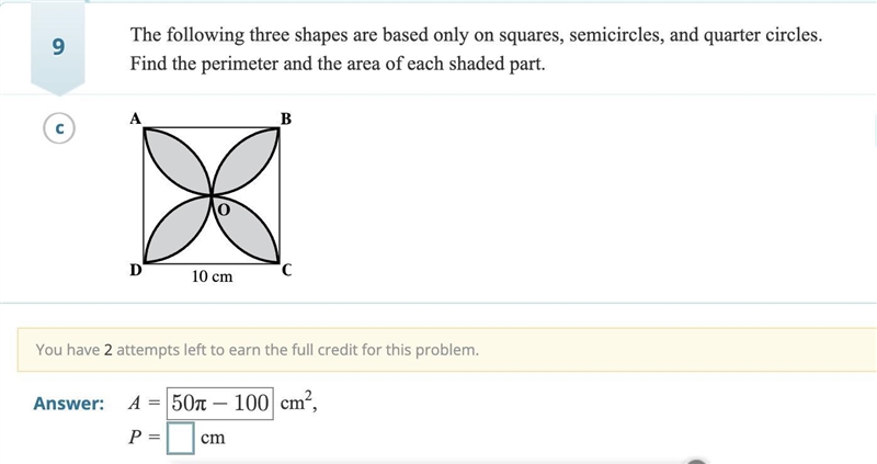 The following three shapes are based only on squares, semicircles, and quarter circles-example-1