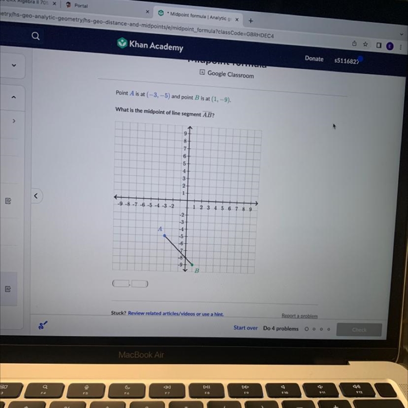 What is the midpoint of the line segment AB?-example-1