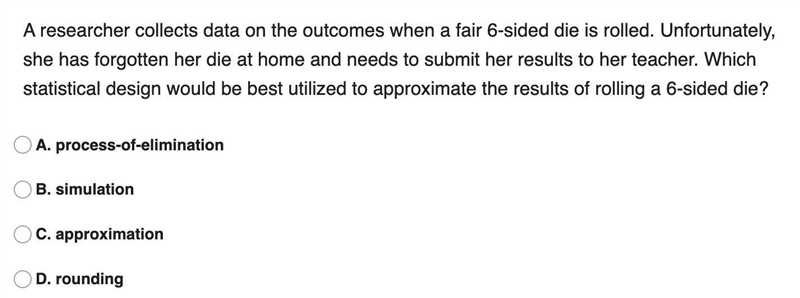 5: A researcher collects data on the outcomes when a fair 6-sided die is rolled. Unfortunately-example-1