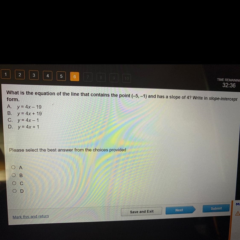 !URGENT! What is the equation of the line that contains the point (-5,-1) and had-example-1