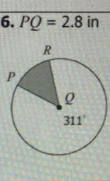 Find the area of each sector. round to the hundredths place-example-1