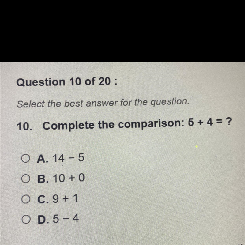 Complete the compariso : 5+4=?-example-1