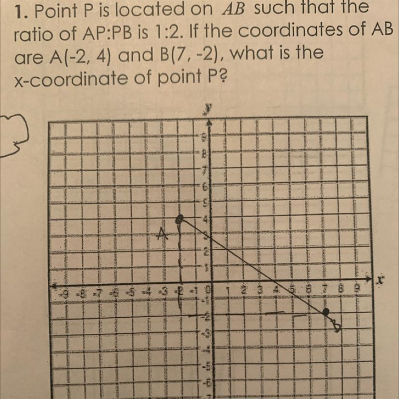 Point L is located in AB such that the ration of AP:PB is 1:2. If the coordinates-example-1