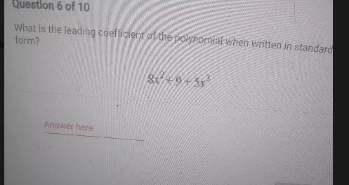 What is the leading coefficient of the polynomial when written in standard form? 8x-example-1