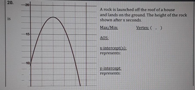 (Both of these images go with the graph.)A rock is launched off the roof of a house-example-1