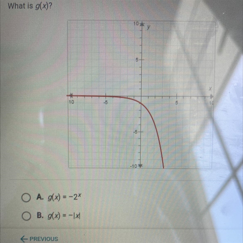 O A. g(x) = -2*O B. g(x) = -|X1O C. g(x) = - x2O D. g(x) = - x-example-1