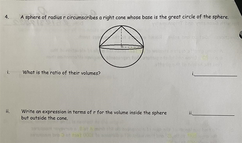 I) what is the ratio of their volume?II) write an expression in terms of r for the-example-1