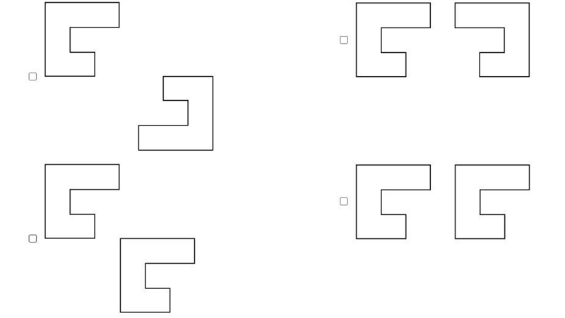 Which figures demonstrate a single translation? Select each correct answer.-example-1