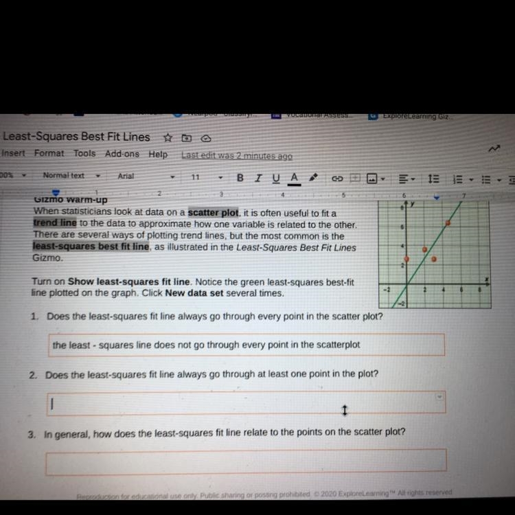 Does the least-squares fit line always go through at least one point in the plot?-example-1