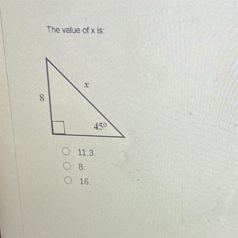 The value of X is: A 11.3 B 8 C 16-example-1