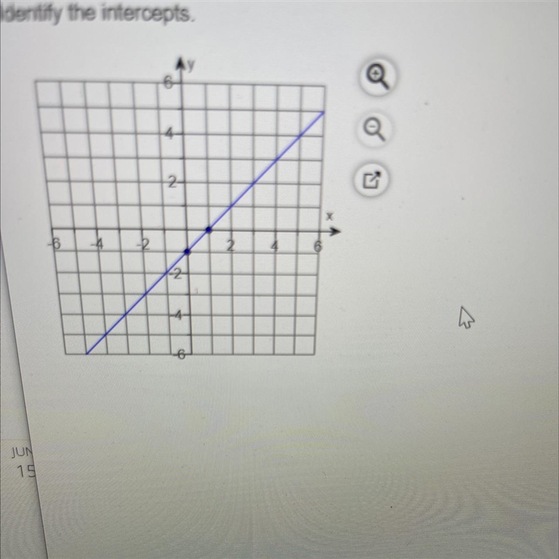 Identify the intercepts In the picture below for the x intercepts and the y intercepts-example-1