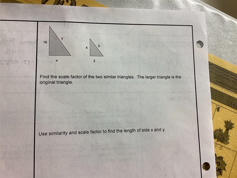 How can I find the scale factor of the two similar triangles and how can I use similarity-example-1