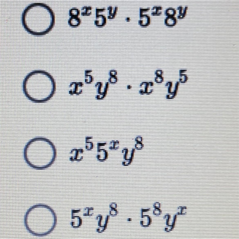 Which of the following expressions cannot be simplified using the multiplication property-example-1