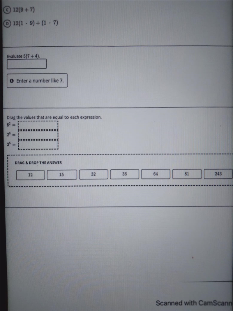 Drag the values that are equal to each expression." 62 20 35 DRAG & DROP-example-1