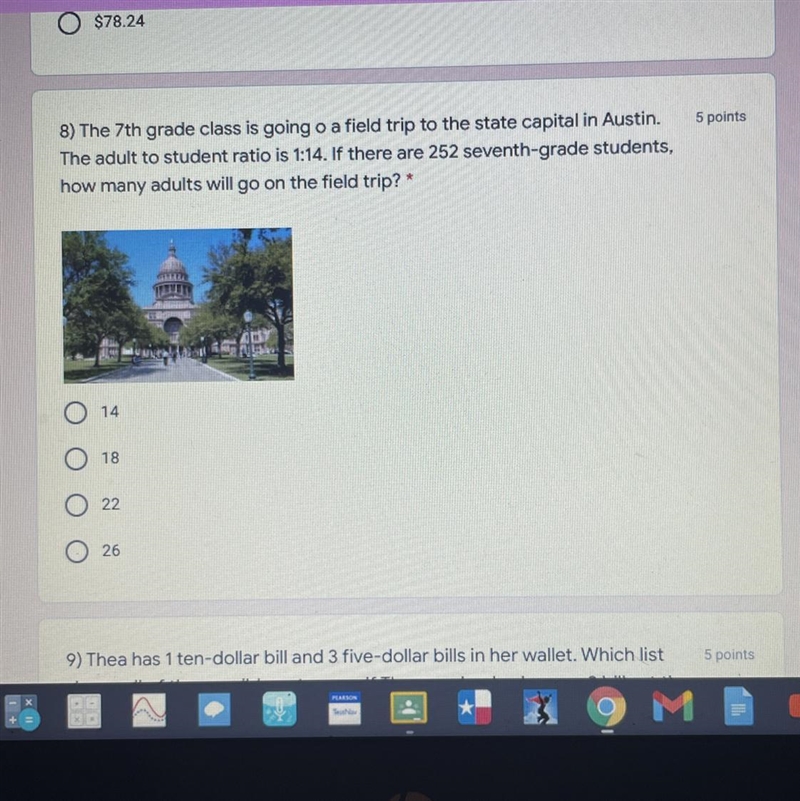 5 points8) The 7th grade class is going o a field trip to the state capital in Austin-example-1