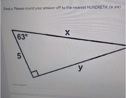 Find x. Please round your answer off to the nearest HUNDRETH.-example-1