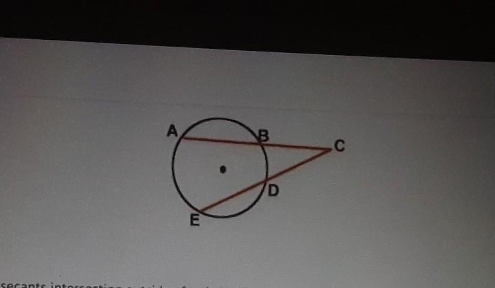 angle ACE is formed by two secants intersecting outside of a circle. If minor arc-example-1