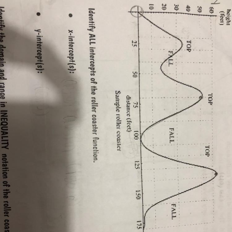 What are the X and Y intercepts for the graph shown in the picture?-example-1