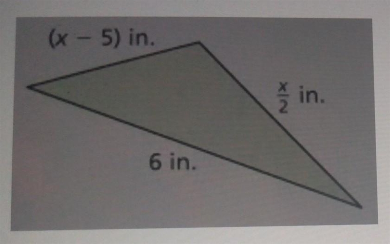 The perimeter of this triangle is 13 inches. what is the value for x?A. 2inB. 4inC-example-1