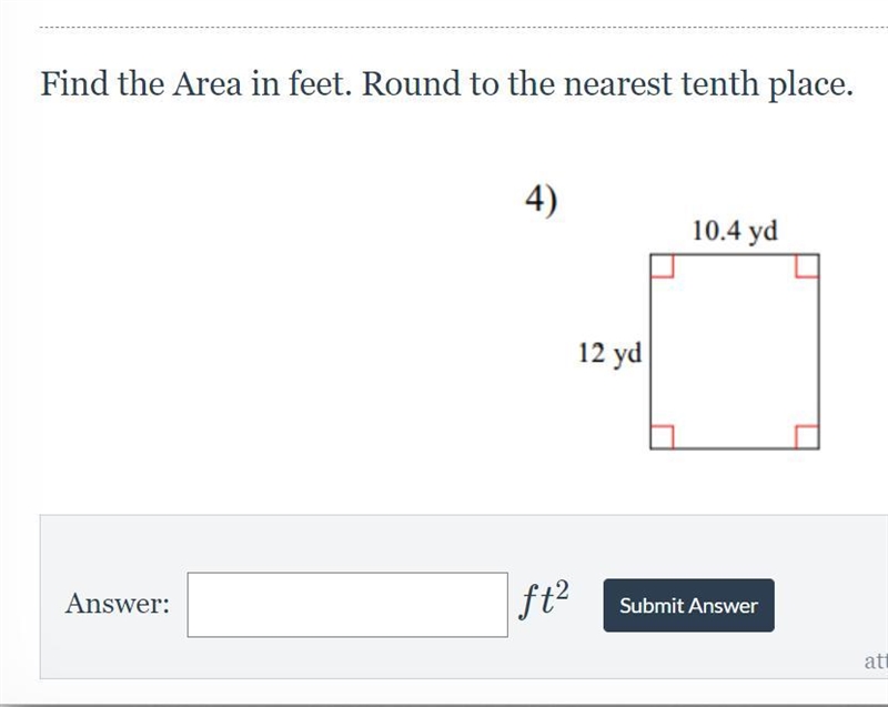 Find the Area in feet. Round to the nearest tenth place.-example-1