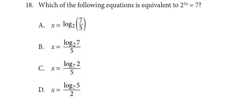 Which of the following equations is equivalent to 25x = 7?-example-1