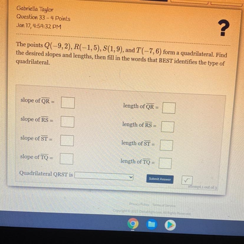 please find the slopes and lengths then fill in the words that best describes the-example-1