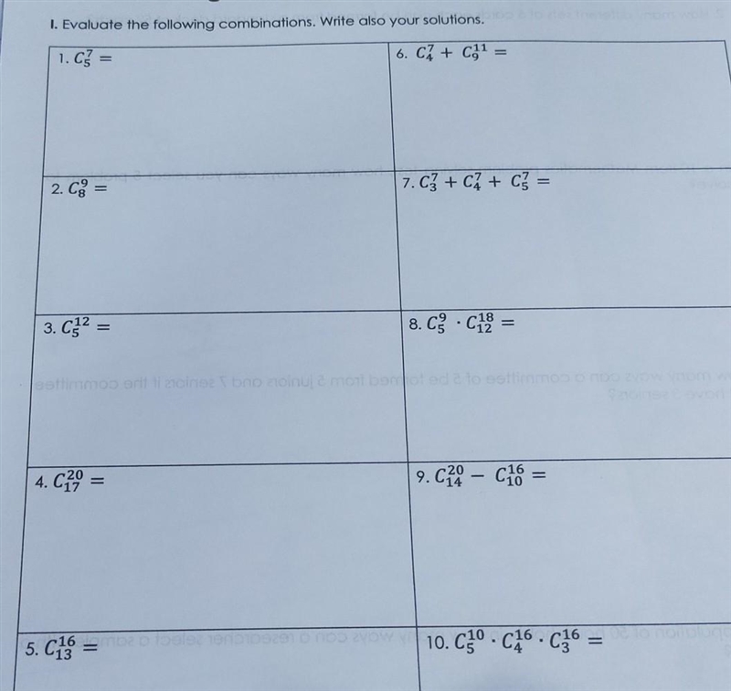 Evaluating Combination Notation & Problem Solving Evaluate the following combinations-example-1