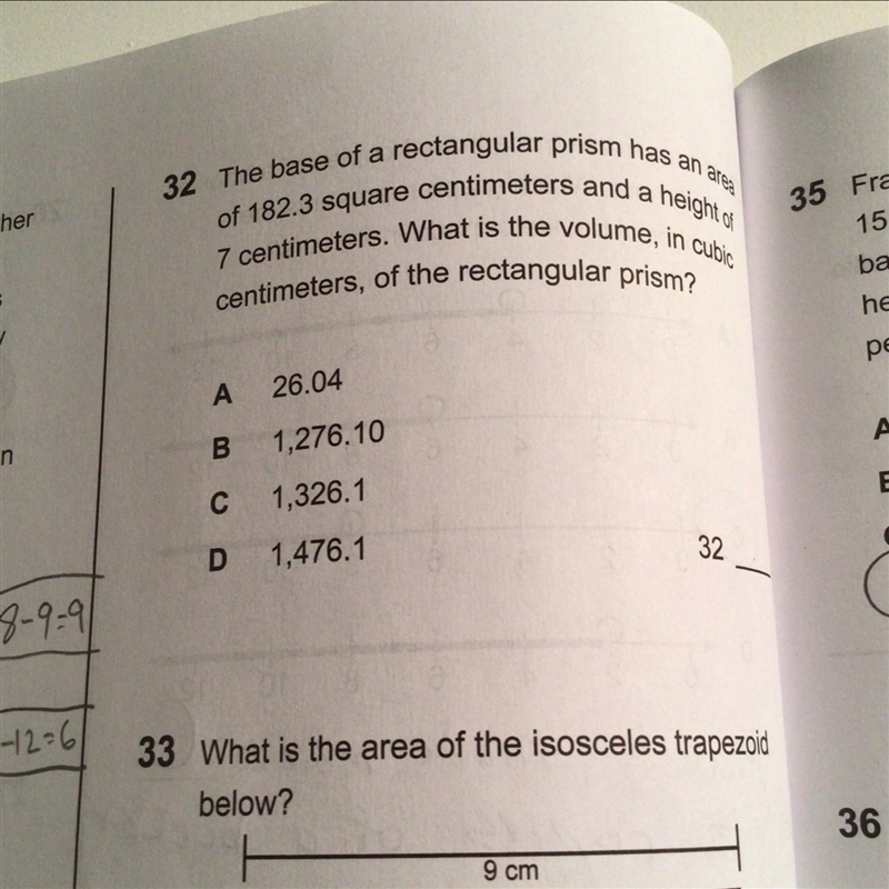 The base of a rectangular prism has an area of 182.3 cm² and a height of 7 cm what-example-1