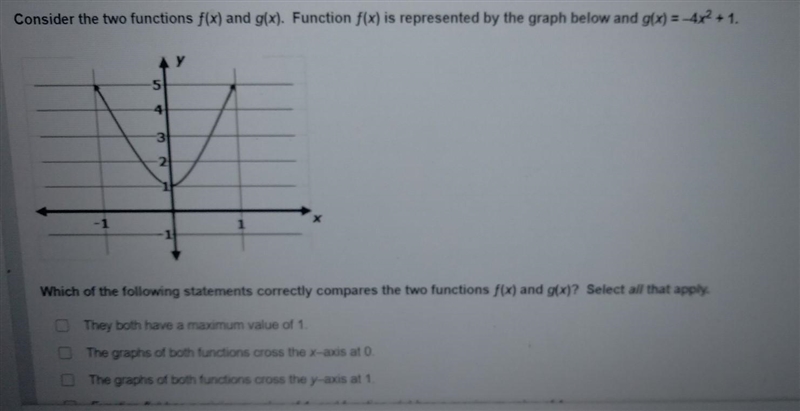 Which of the following statements correctly compares the tow functions f(x) and g-example-1