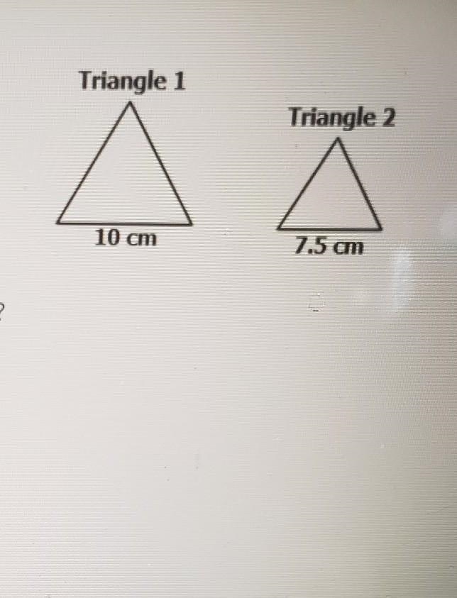 Study the two equilateral triangles shown.By what factor is Triangle 1 reduced to-example-1