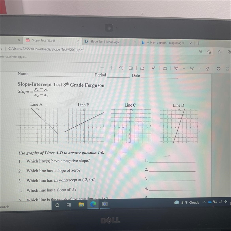 Which line is the graph of the equation y=-x+3 a b c d-example-1