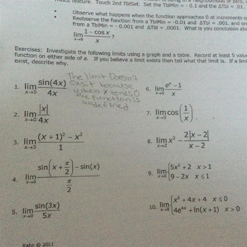 Number 4 Find the limit and use the x values : -0.03, -0.02,-0.01,0,0.01,0.02,0.03-example-1