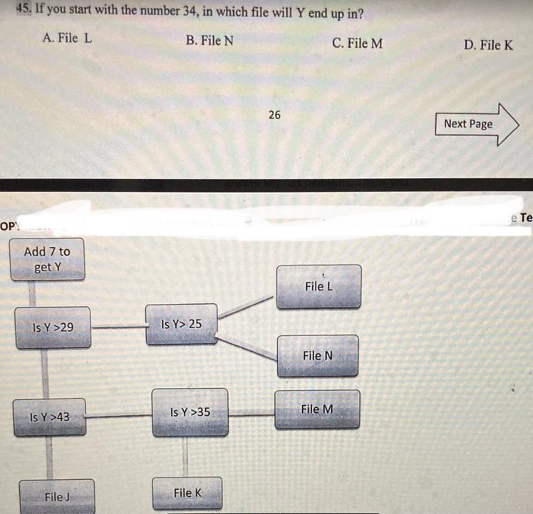 45. If you start with the number 34, in which file will Y end up in?A. File L B. File-example-1