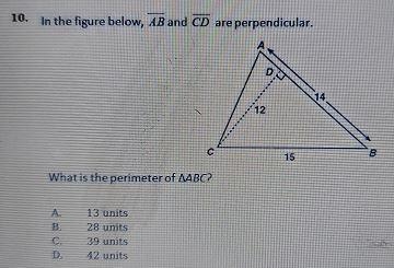 Given: AABC = ADEFDetermine the perimeter of A ABC.A) 13 units B) 28 units C) 39 units-example-1