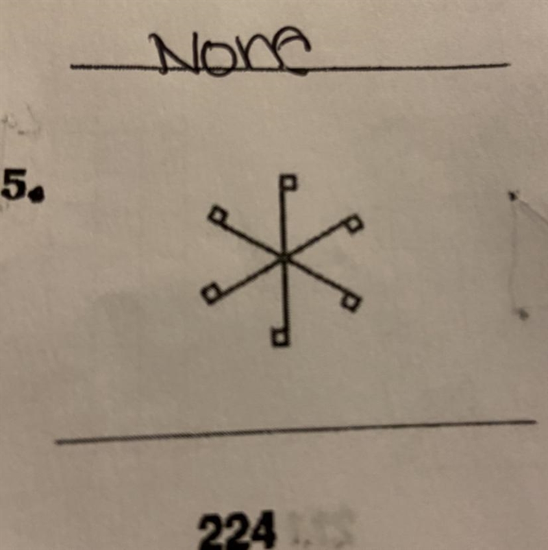 Give the number lines of symmetry for each figure, draw them. If there are none, write-example-1