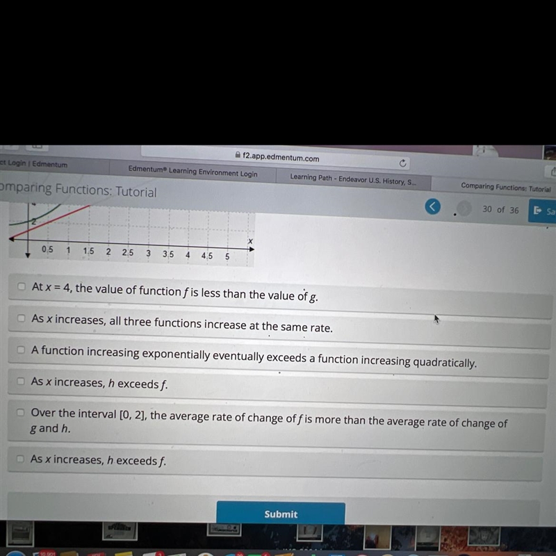 Select all the correct answers.=Compare functions f, g, and h.f(x) = 7x2 + x + 5g-example-1