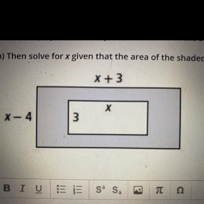 B) Then solve for x given that the area of the shaded region is 48 square units. Show-example-1