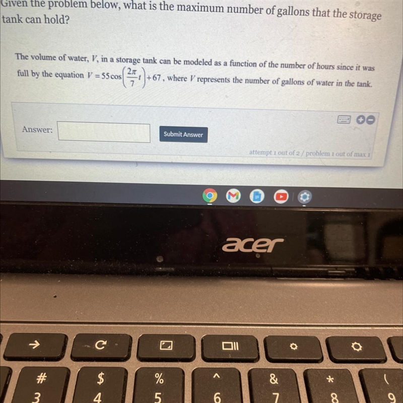 Given the problem below, what is the maximum number of gallons that the storagetank-example-1