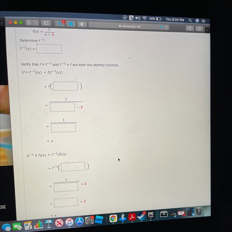 I need to verify the identities of two functions and find the inverse of a one-to-example-1