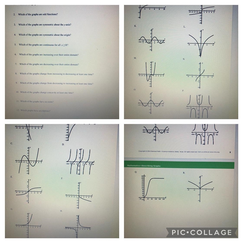 Match the letters with the numbersNote:multiple graphs will be used for each problem-example-1